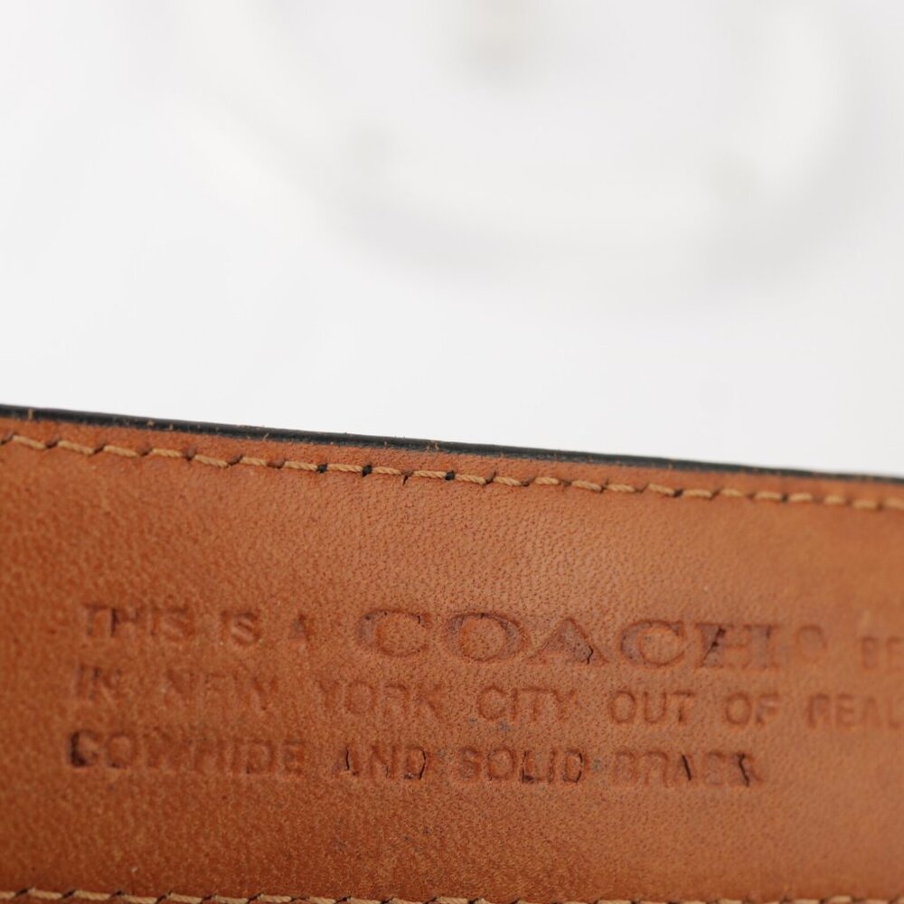 VTG Coach Mens Belt Size 36 Navy Blue Leather New York USA Gold Brass Buckle - Picture 10 of 14